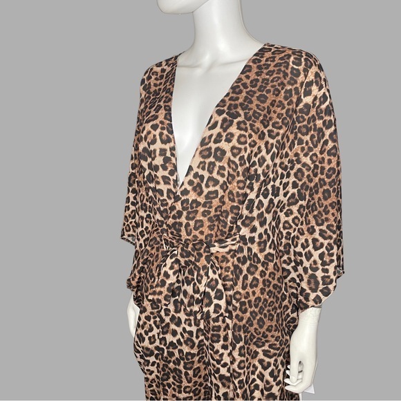 Good American Leopard Print Kimono Silhouette Coverup‎ Robe - Picture 2 of 5